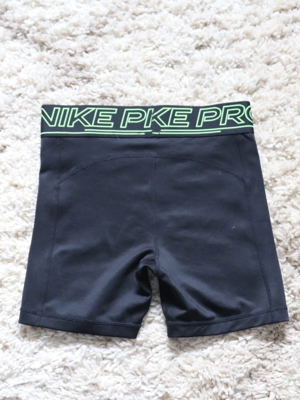 Nike Girls Dry-Fit Pro Sport Shorts Color Black/Volt (Neon Yellow) Size Large - Picture 3 of 5